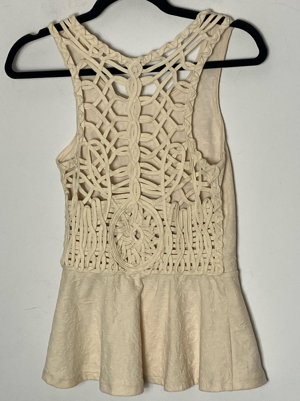 Free People Affairs in Versailles Tank Top Lattice Macrame cutout peplum Small